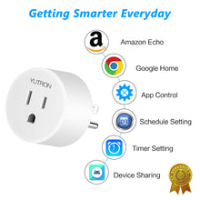 Load image into Gallery viewer, Yutron Smart Plug YUTRON WiFi + Bluetooth Plugs Timer Switch WiFi Outlets Works with Siri ,Alexa,Google Home, No Hub Required, White, 2 Pack